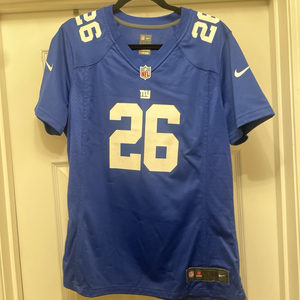 Blue Nike NFL on field Giants Jersey Saquon Barkley women’s XL